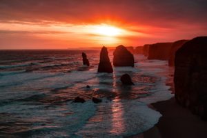 twelve aposteles orange sunset great ocean road