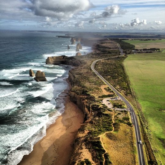 aerial view great ocean road australia