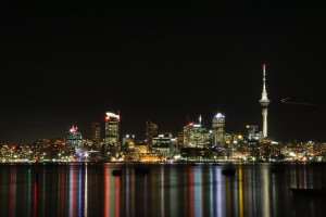 View of Auckland sky line, with Sky Tower looking prominent