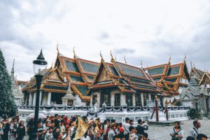 the grand palace Bangkok Thailand with tour group