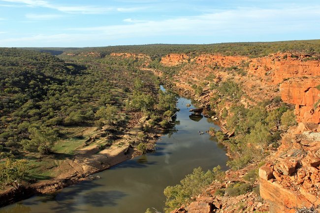 Australian outback river red rock