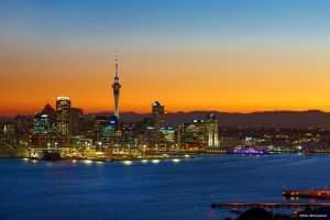 Auckland cityscape Sunset