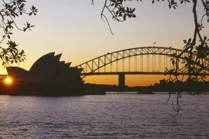 sydney bridge at dusk