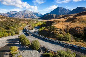 tranz alpine on river bend