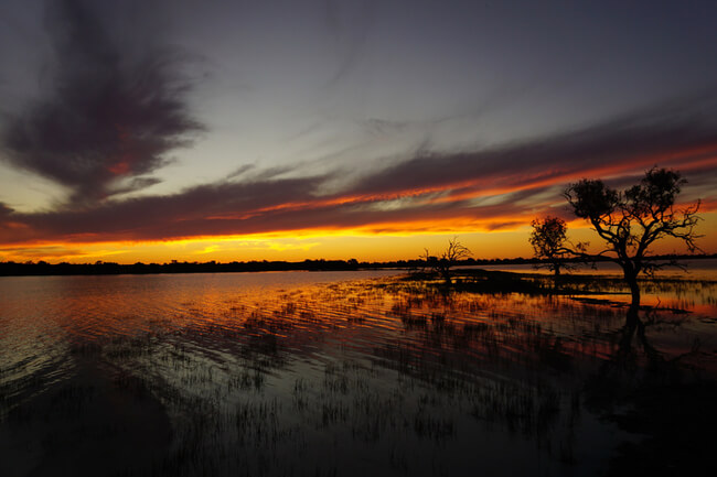 sunset over coongie lakes Queensland Australia