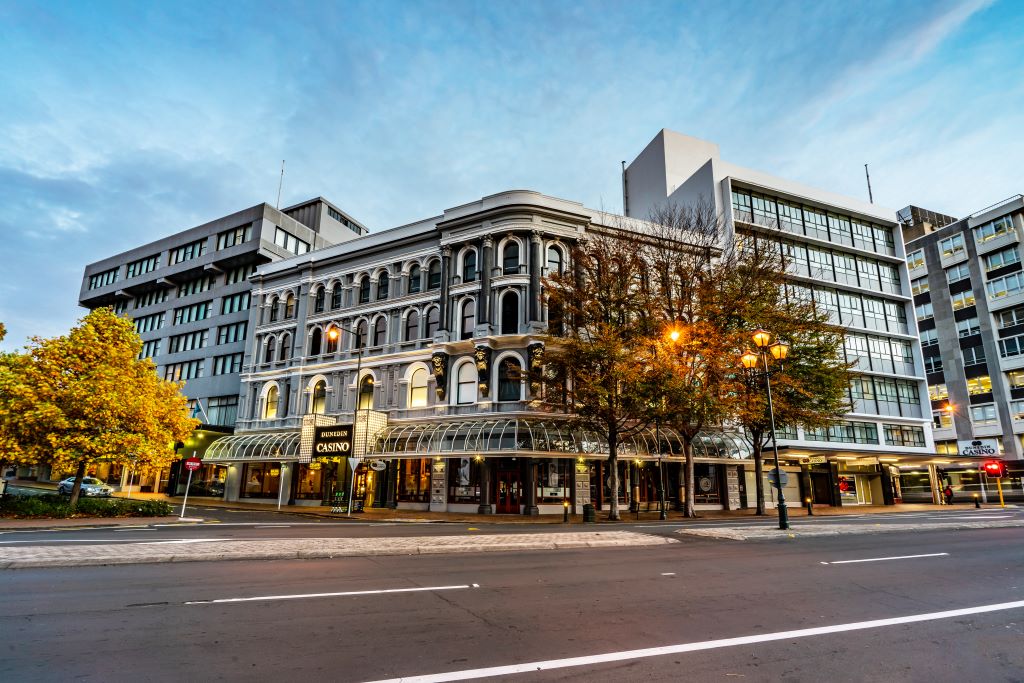 New Zealand Dunedin Scenic hotel exterior cityscape sunlight daytime