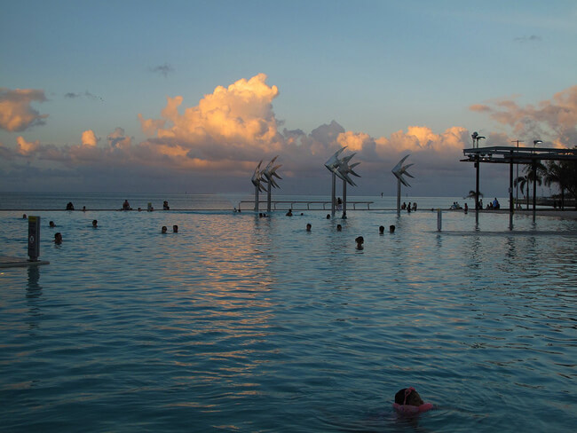 Cairns Esplanade Lagoon at sun set