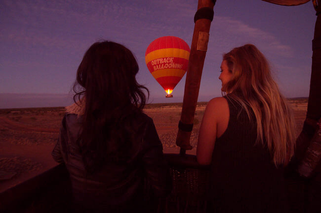 Outback ballooning view from passengers night ride