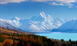 New Zealand Mount Cook Aoraki landscape snowy mountain lake forest