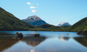 landscape view over lake Glenorchy New Zealand