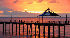 orange sunset over Noarlungha pier Adelaide