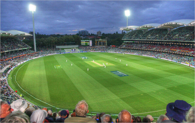 Adelaide oval view from stands cricket at night