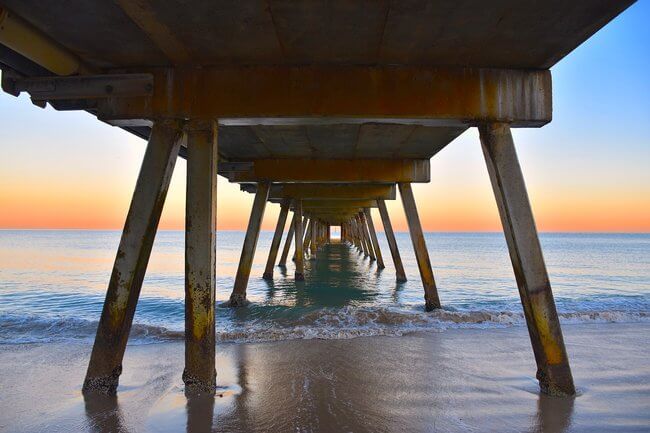 Jetty Glenelg beach at sunset Adelaide