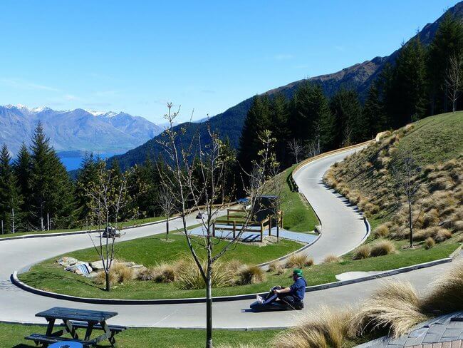 rider on Queenstown luge course New Zealand