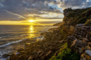 sunrise from rocks Shelley beach Manly Sydney Australia