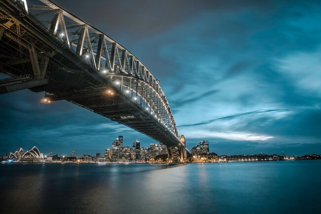 sydney harbour bridge from Milsons Point nights sky