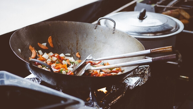 chinese food cooking in a wok