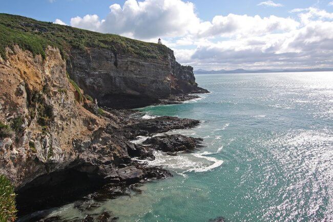 coastal view cliffs Otago Peninsula New Zealand