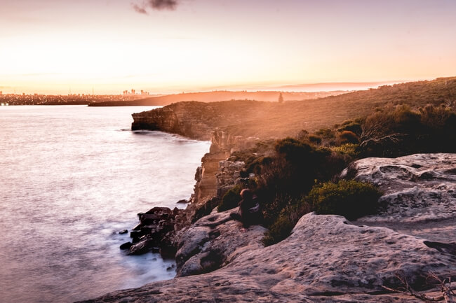 views to Syndey across coast from North head Manly