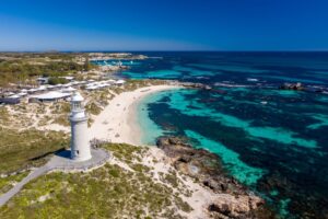 Australia Perth Rottnest Island coastal lighthouse sea ocean penguins beach horizon
