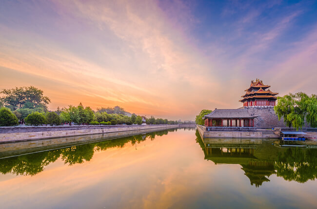 Beijing China Forbidden City at dusk