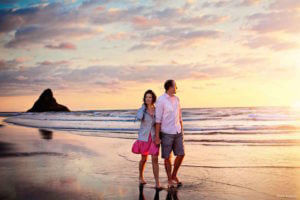 sunset in new zealand beach