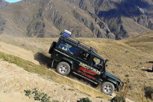 Queenstown New Zealand nomad safari drive jeep 4x4 going down hill