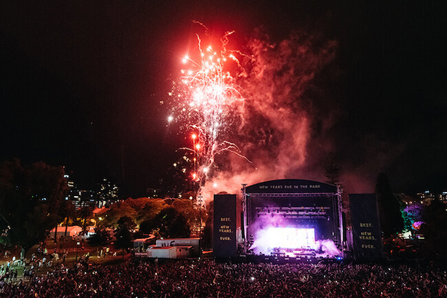 NYE in the park fireworks in sydney australia