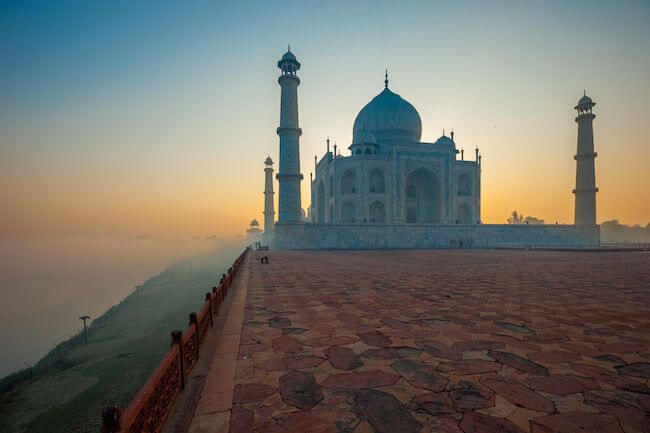 taj mahal agra india at sunset