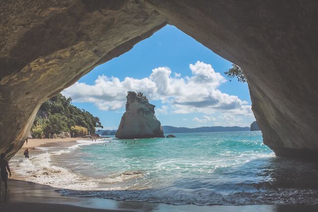 cathedral cove in New zealand