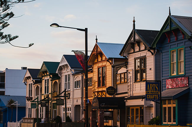 Traditional shops lining the streets of Napier