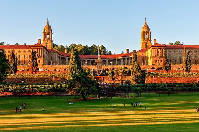 Pretoria Union Buildings at sunset