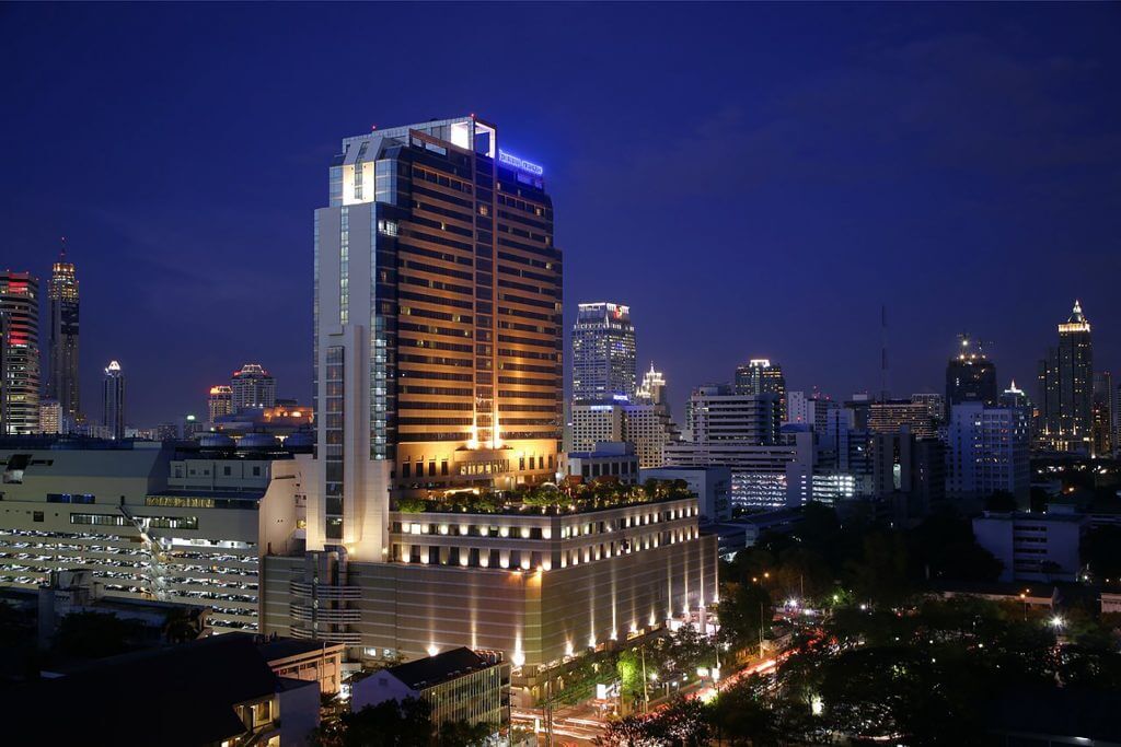 Pathumwan Princess Hotel Bangkok exterior at night city skyline