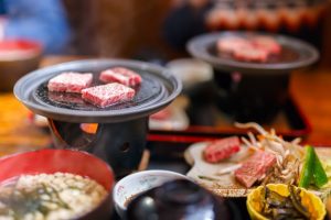 Japanese plates with Hida beef
