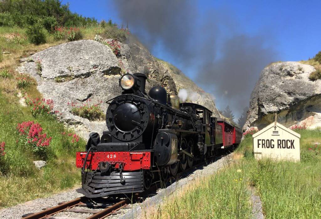 Weka Pass Railway train at Frog Rock