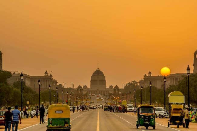 Delhi skyline with dusky light