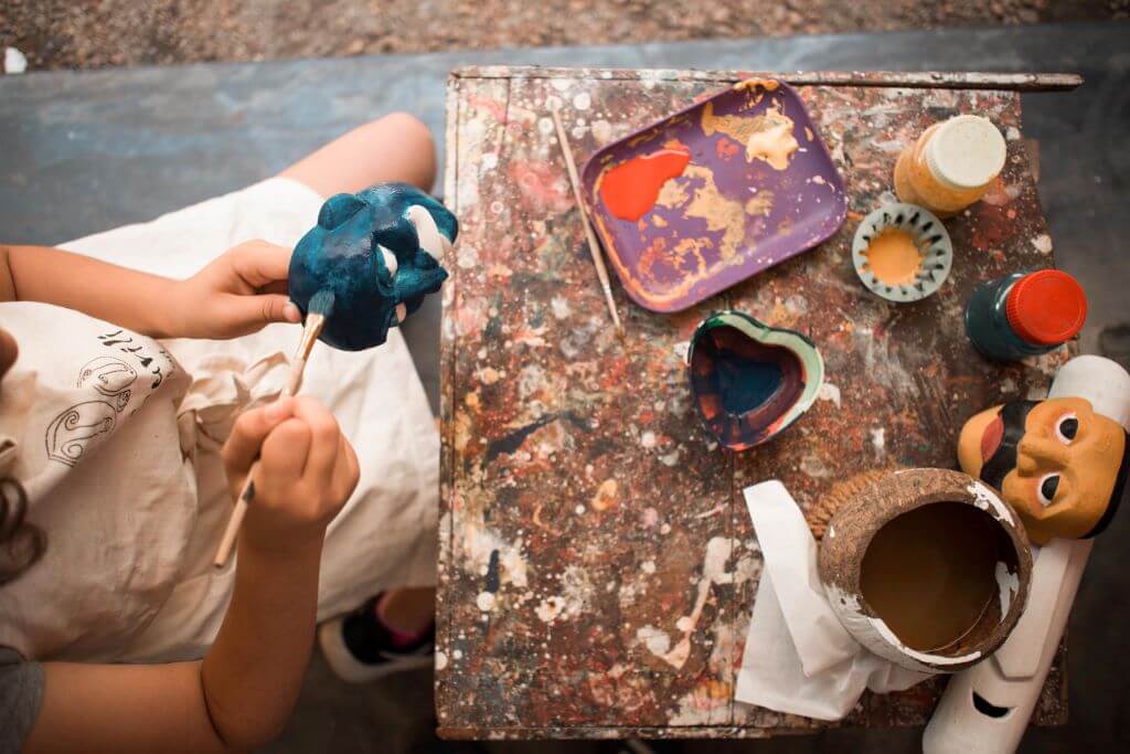 arts and crafts table mask painting in Galle Sri Lanka