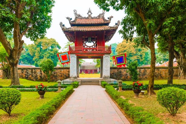 Front Pagoda of the Unesco Temple of Literature in Hanoi, Vietnam