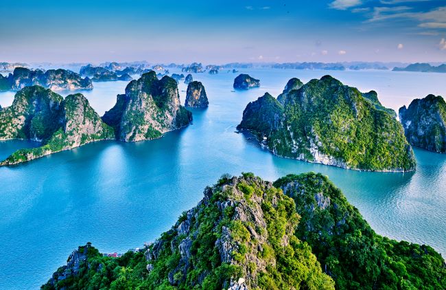 Towering limestone karsts of Ha Long Bay, Vietnam