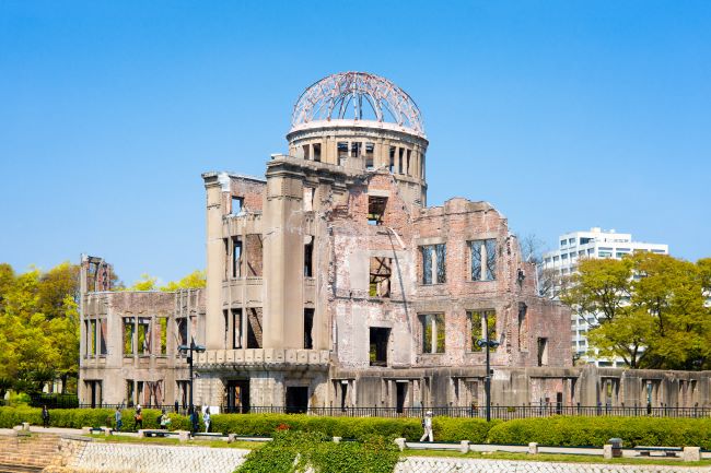 Surviving shell of building from the Atomic Bomb Hiroshima within the Peace Memorial Park in Japan