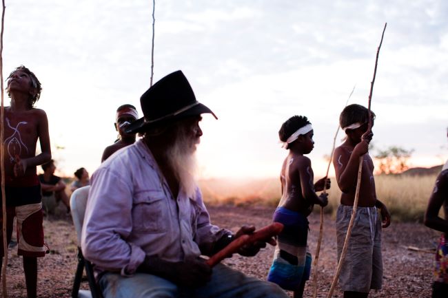 Aboriginal Elder with children