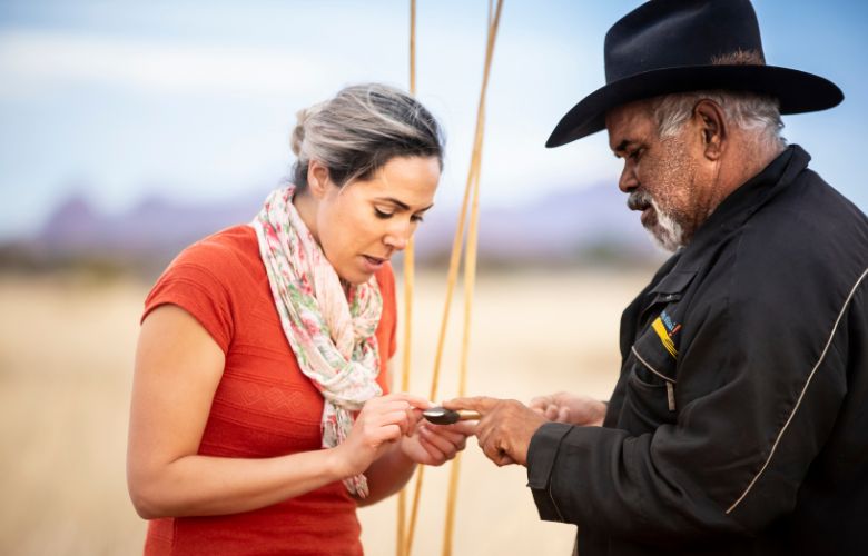 Lady with aboriginal guide