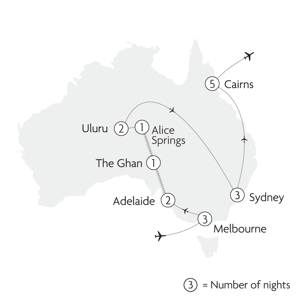 Map for Wonders of Australia 4 Nights